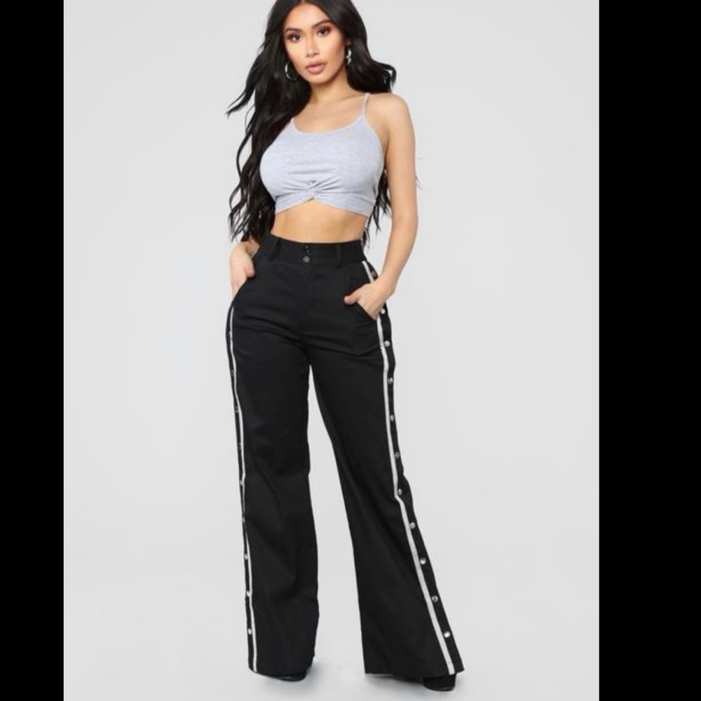 Fashionnova black/grey snap up pants